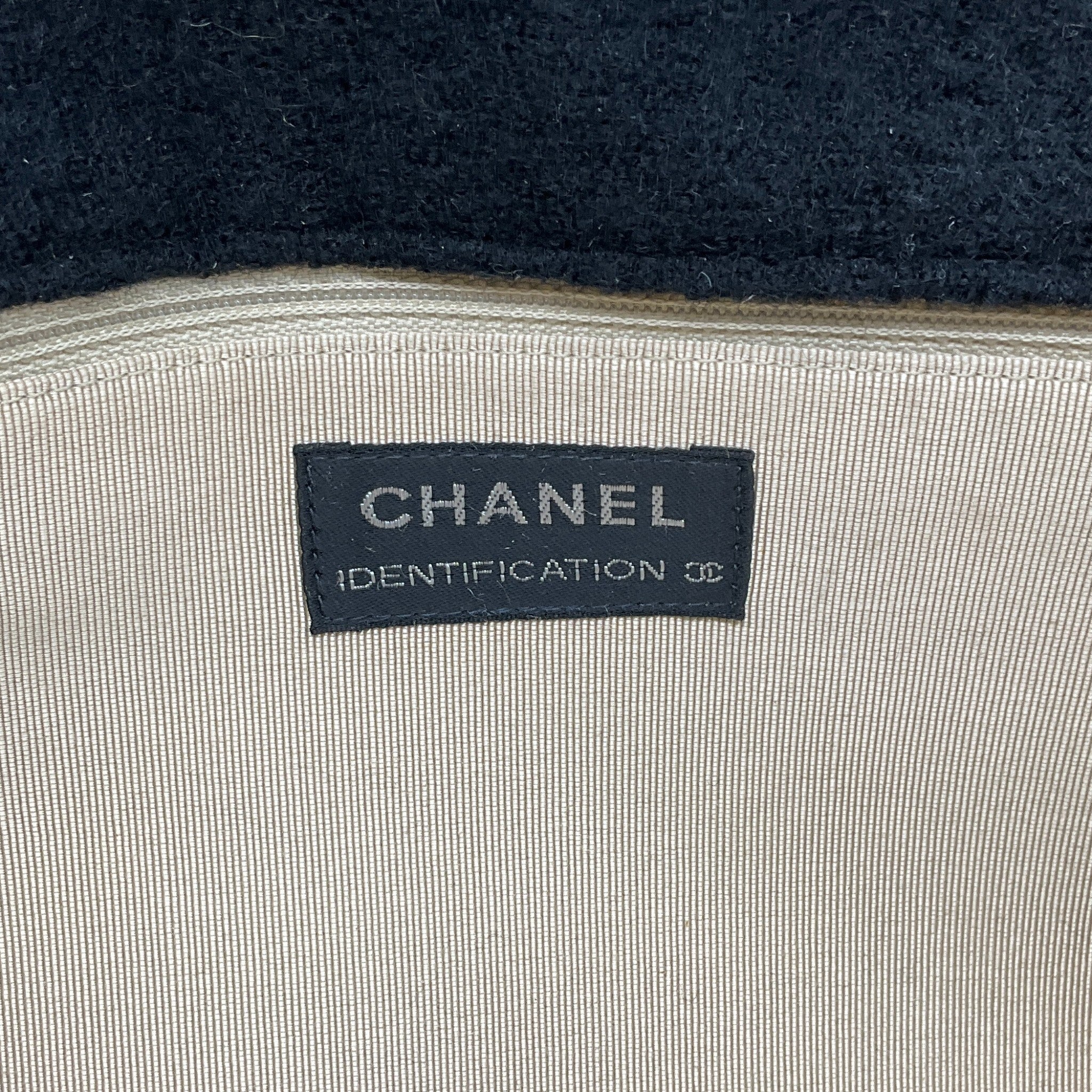 Chanel Vintage 1990's Black Wool Jumbo Flap Bag