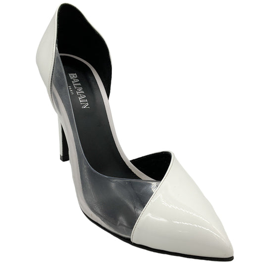 Balmain White Leather and PVC Pumps