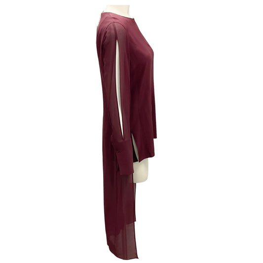 Akris Burgundy High Low Silk Top