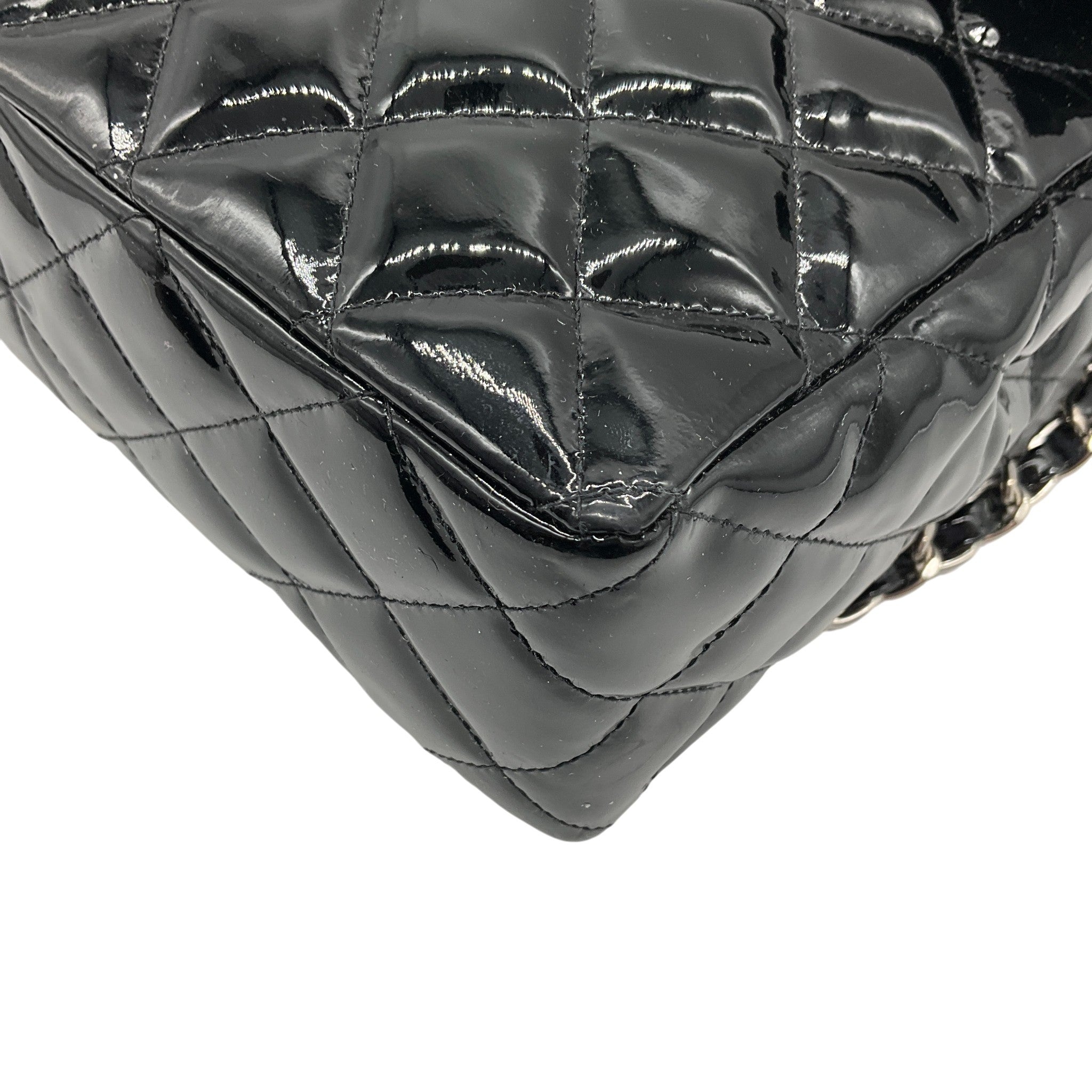 Chanel Vintage 1990's Black Quilted Patent Leather Backpack