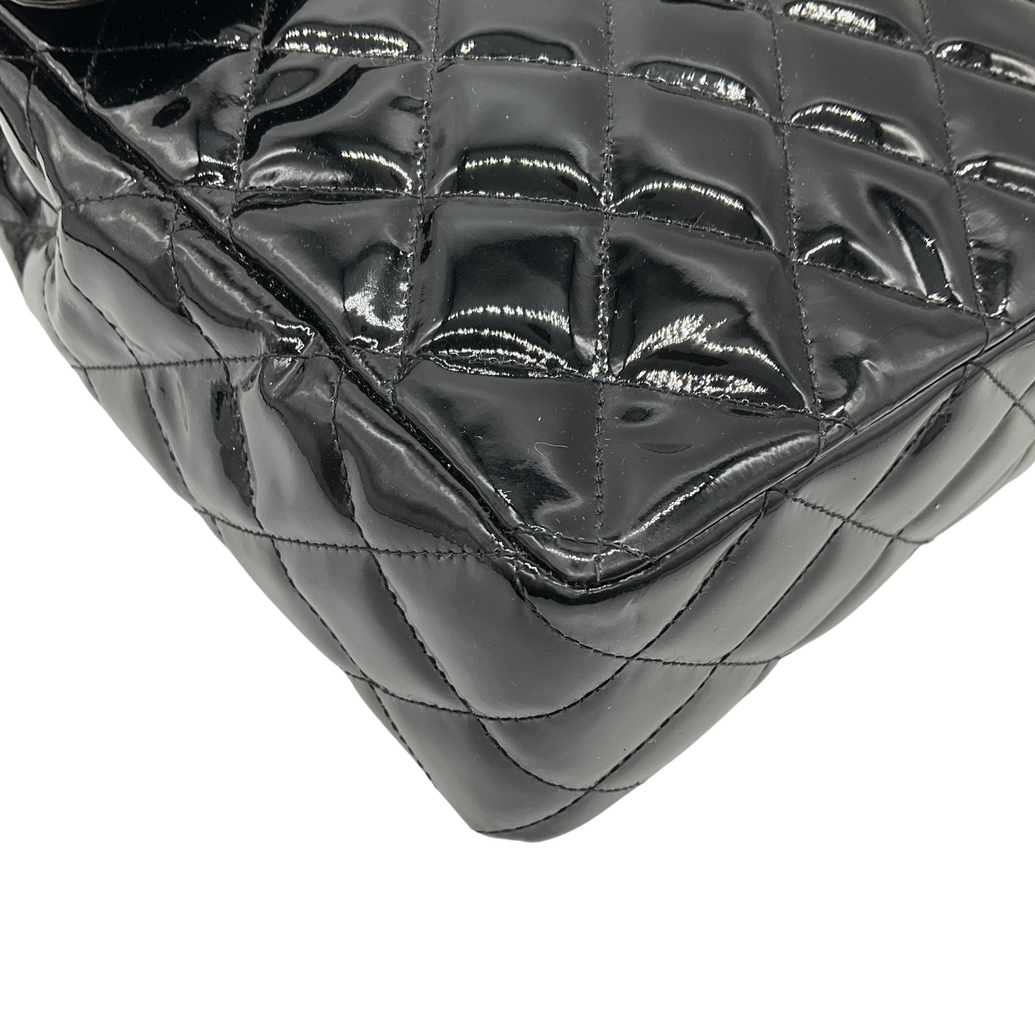 Chanel Vintage 1990's Black Quilted Patent Leather Backpack