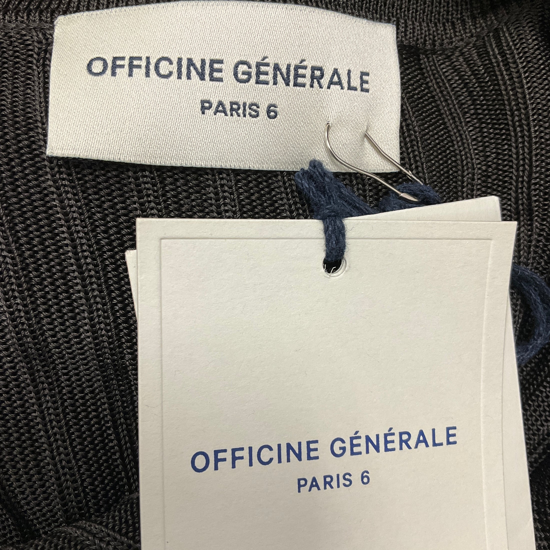 Officine Generale Dark Coffee Jana Ribbed Shiny Viscose Polo Top