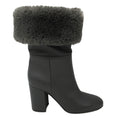 Load image into Gallery viewer, Gianvito Rossi Grey Boston Faux Fur Trimmed Leather Boots
