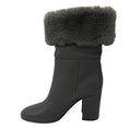 Load image into Gallery viewer, Gianvito Rossi Grey Boston Faux Fur Trimmed Leather Boots
