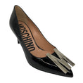 Load image into Gallery viewer, Moschino Black / Silver M Plaque Patent Leather Pumps
