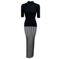 Load image into Gallery viewer, Missoni Black Shimmer Knit Top and Black / White / Silver Metallic Sequined Knit Maxi Skirt
