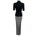 Load image into Gallery viewer, Missoni Black Shimmer Knit Top and Black / White / Silver Metallic Sequined Knit Maxi Skirt

