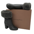 Load image into Gallery viewer, Gianvito Rossi Grey Boston Faux Fur Trimmed Leather Boots
