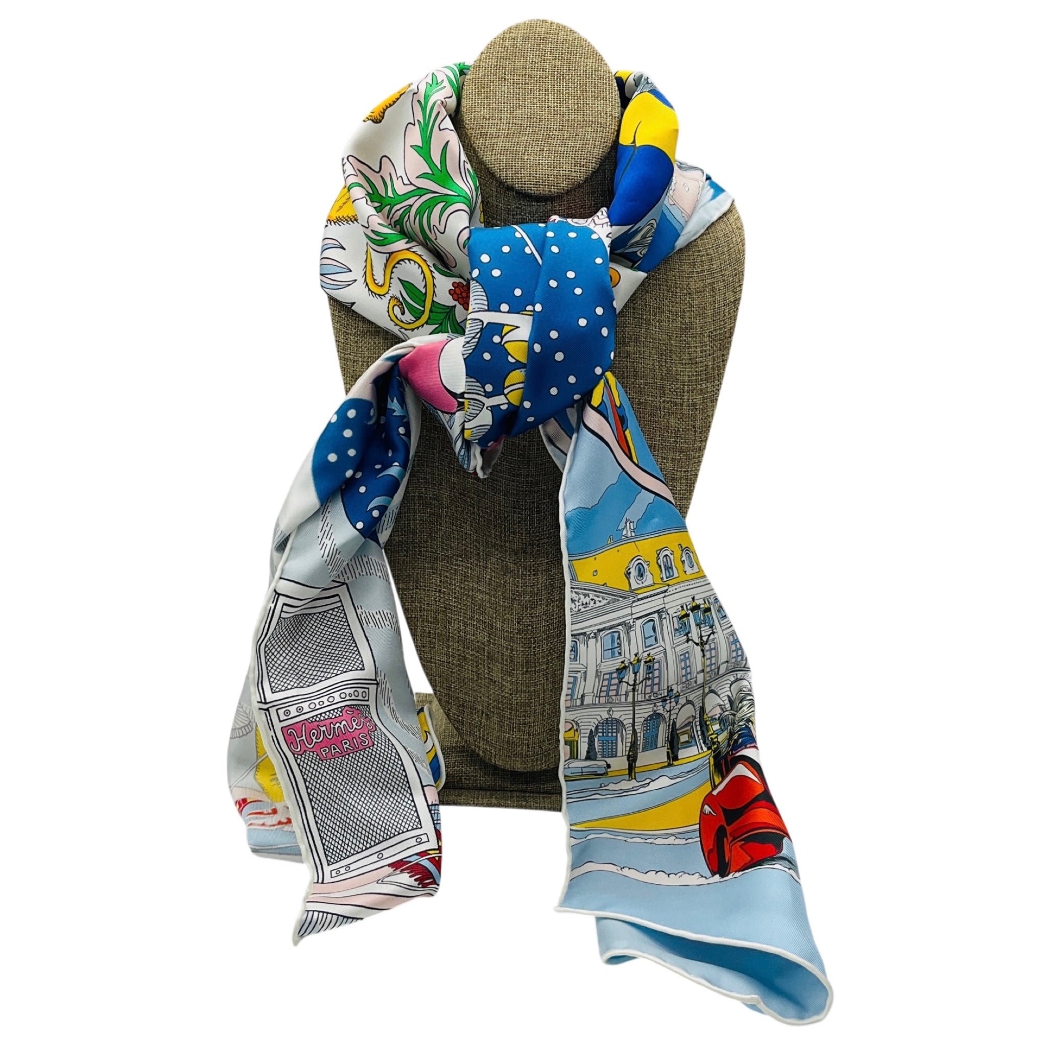Hermes Red / White / Blue Multi Le Premier Chant Wow Silk Scarf