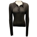 Load image into Gallery viewer, Officine Generale Dark Coffee Jana Ribbed Shiny Viscose Polo Top
