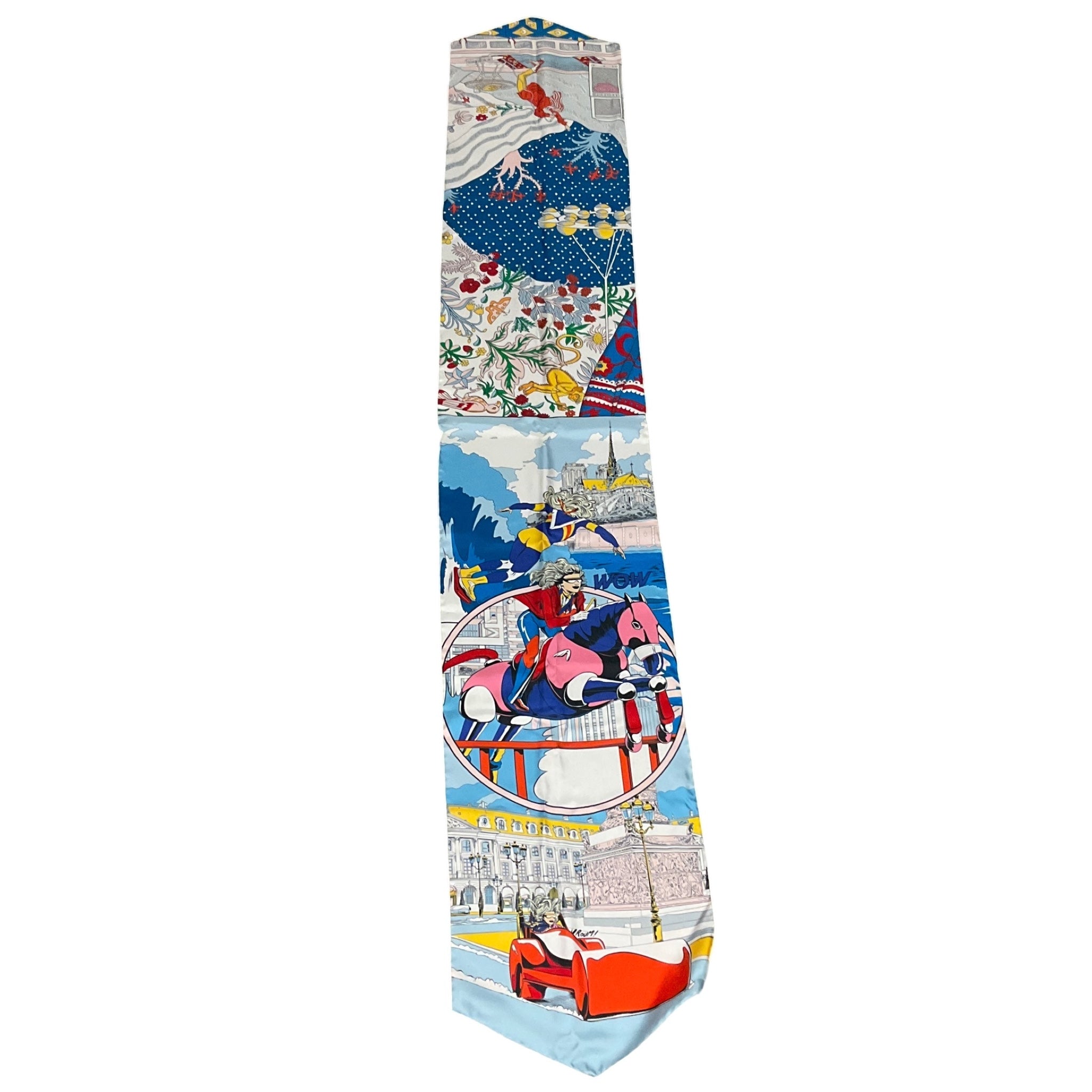 Hermes Red / White / Blue Multi Le Premier Chant Wow Silk Scarf