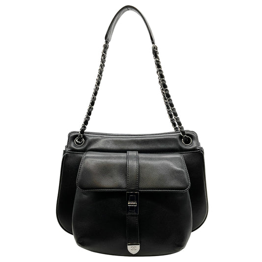 Chanel 2003 Black Leather Mademoiselle Lock Shoulder Bag
