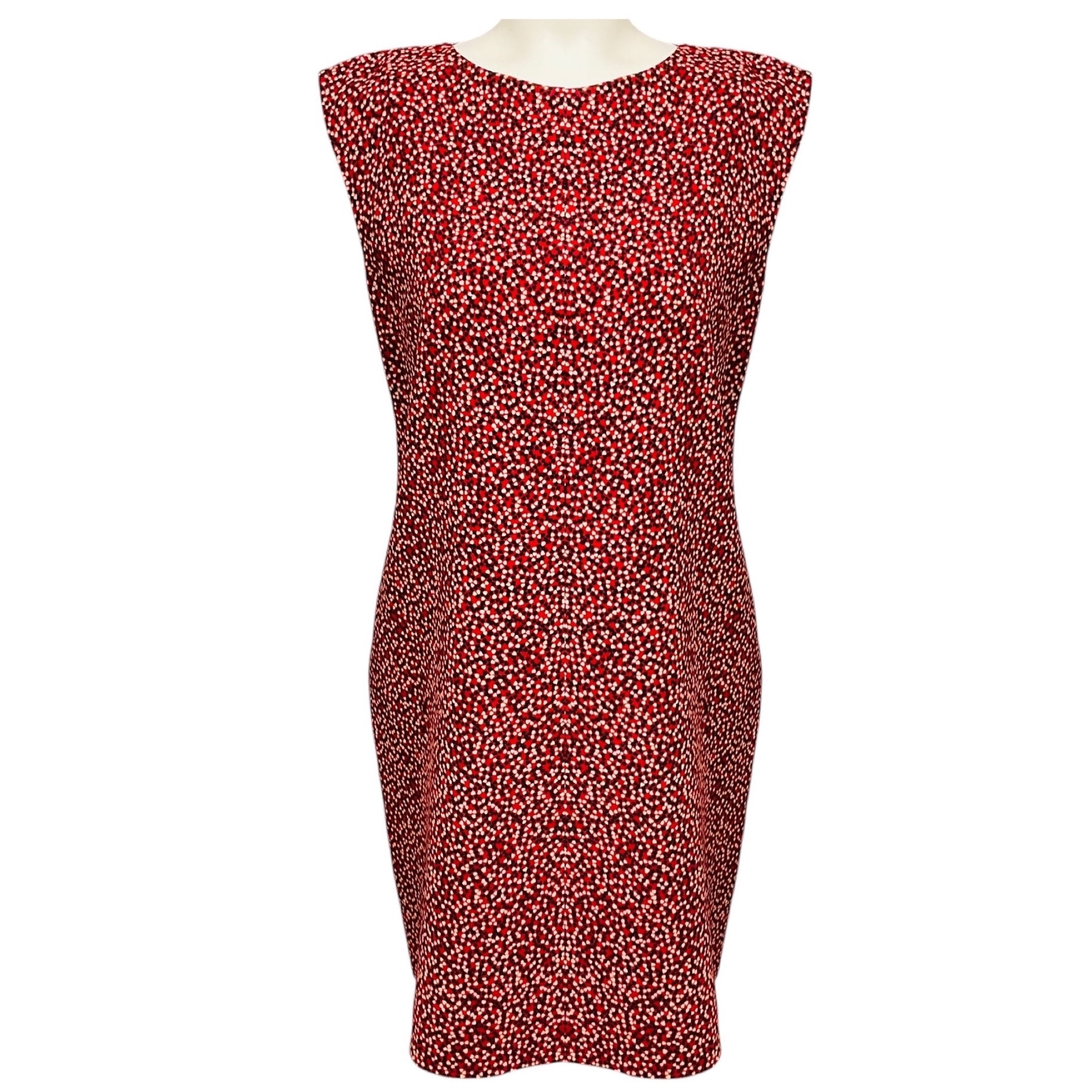 Saint Laurent Red / Black Printed Sleeveless Crepe Dress