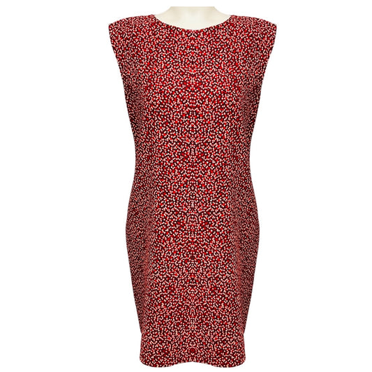 Saint Laurent Red / Black Printed Sleeveless Crepe Dress