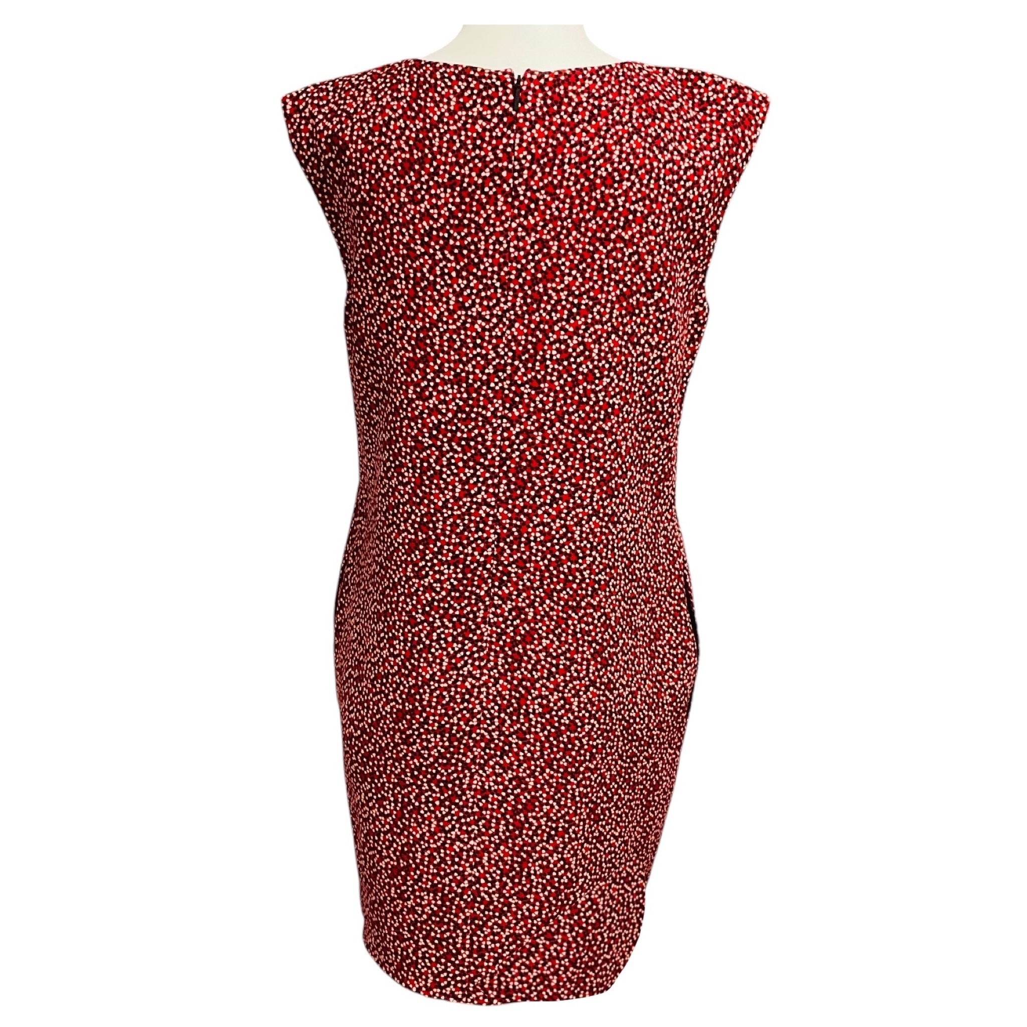 Saint Laurent Red / Black Printed Sleeveless Crepe Dress