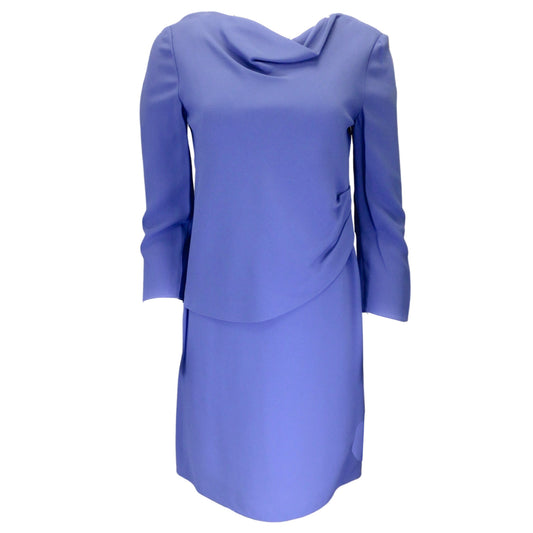 Emporio Armani Blue Long Sleeved Crepe Dress