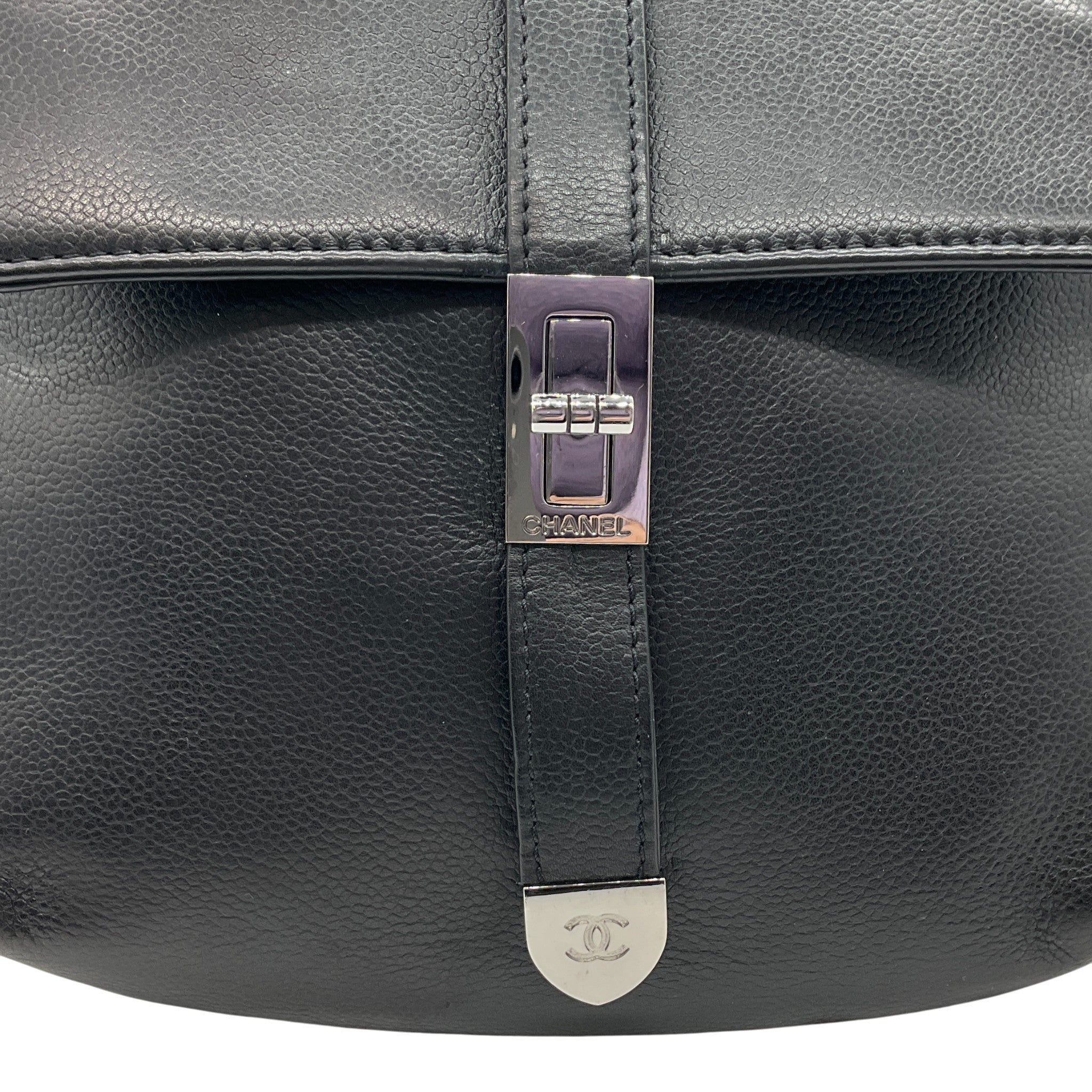 Chanel 2003 Black Leather Mademoiselle Lock Shoulder Bag