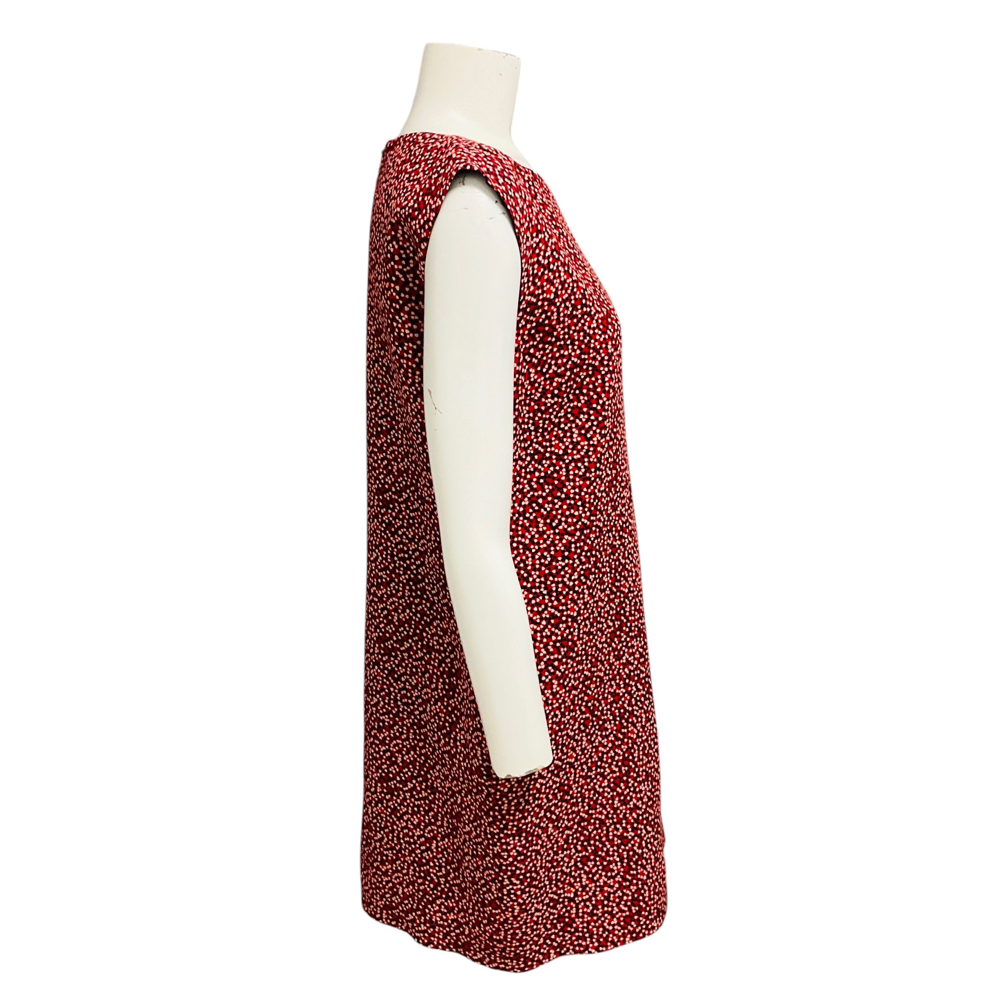 Saint Laurent Red / Black Printed Sleeveless Crepe Dress