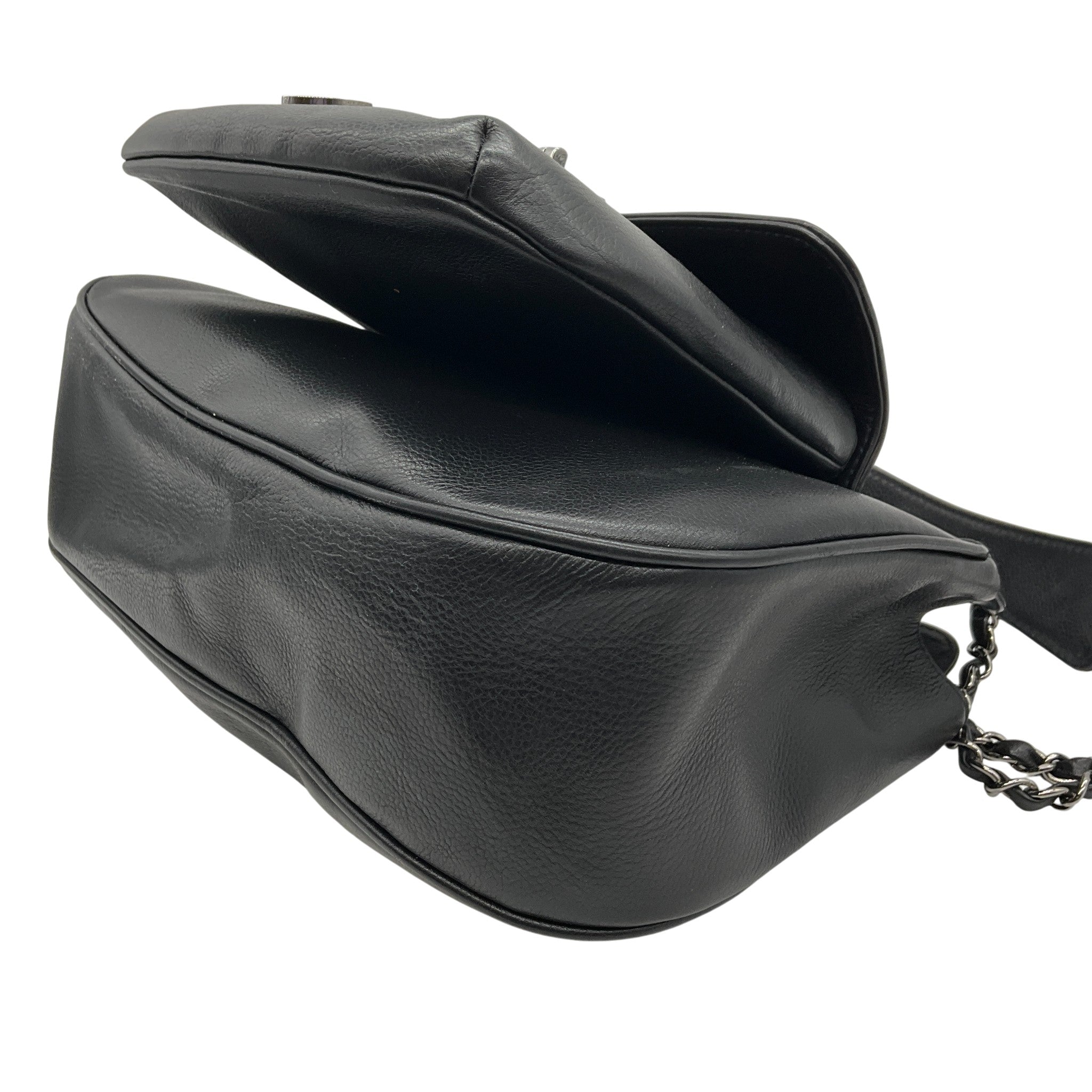 Chanel 2003 Black Leather Mademoiselle Lock Shoulder Bag