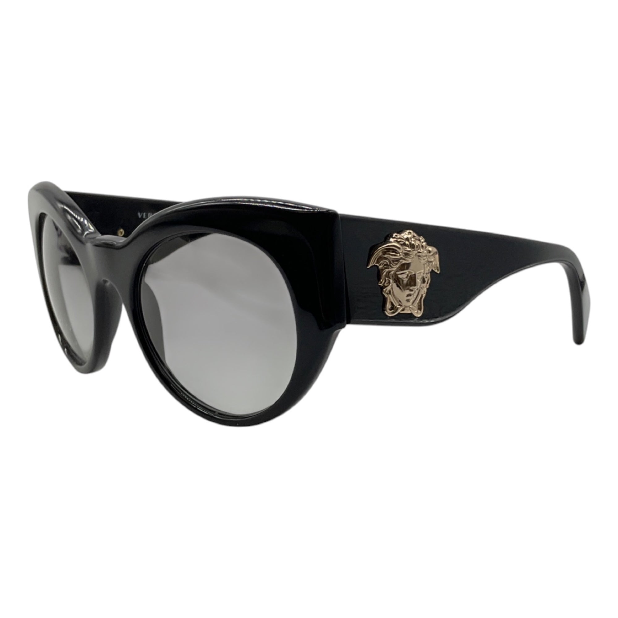 Versace Black / Silver Medusa Logo Cat Eye Sunglasses 4297