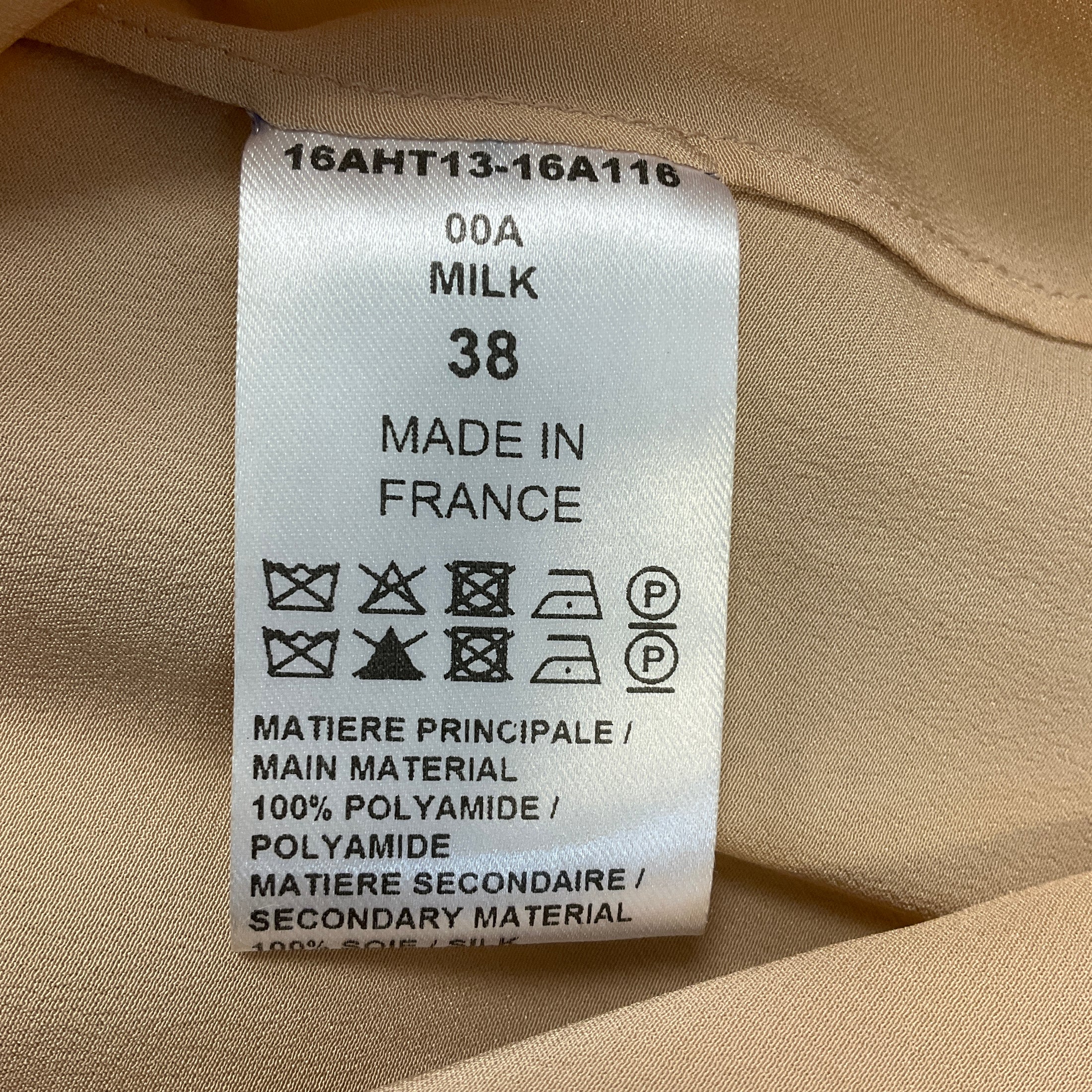 Chloe Milk Long Sleeved Mesh Tulle Lace Overlay Silk Blouse