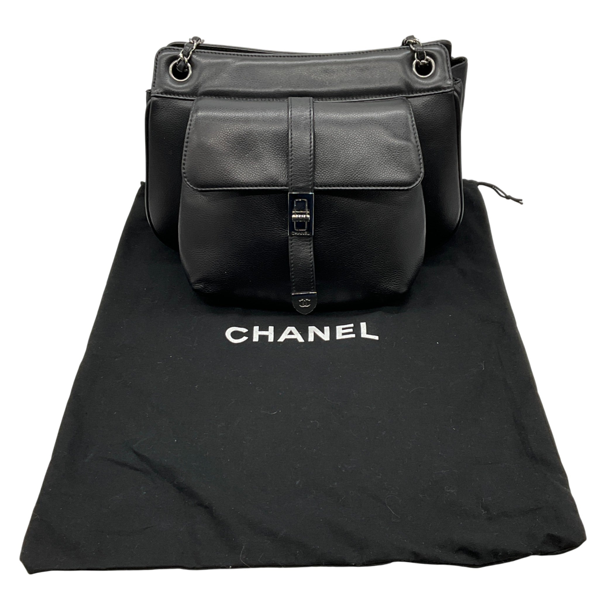 Chanel 2003 Black Leather Mademoiselle Lock Shoulder Bag