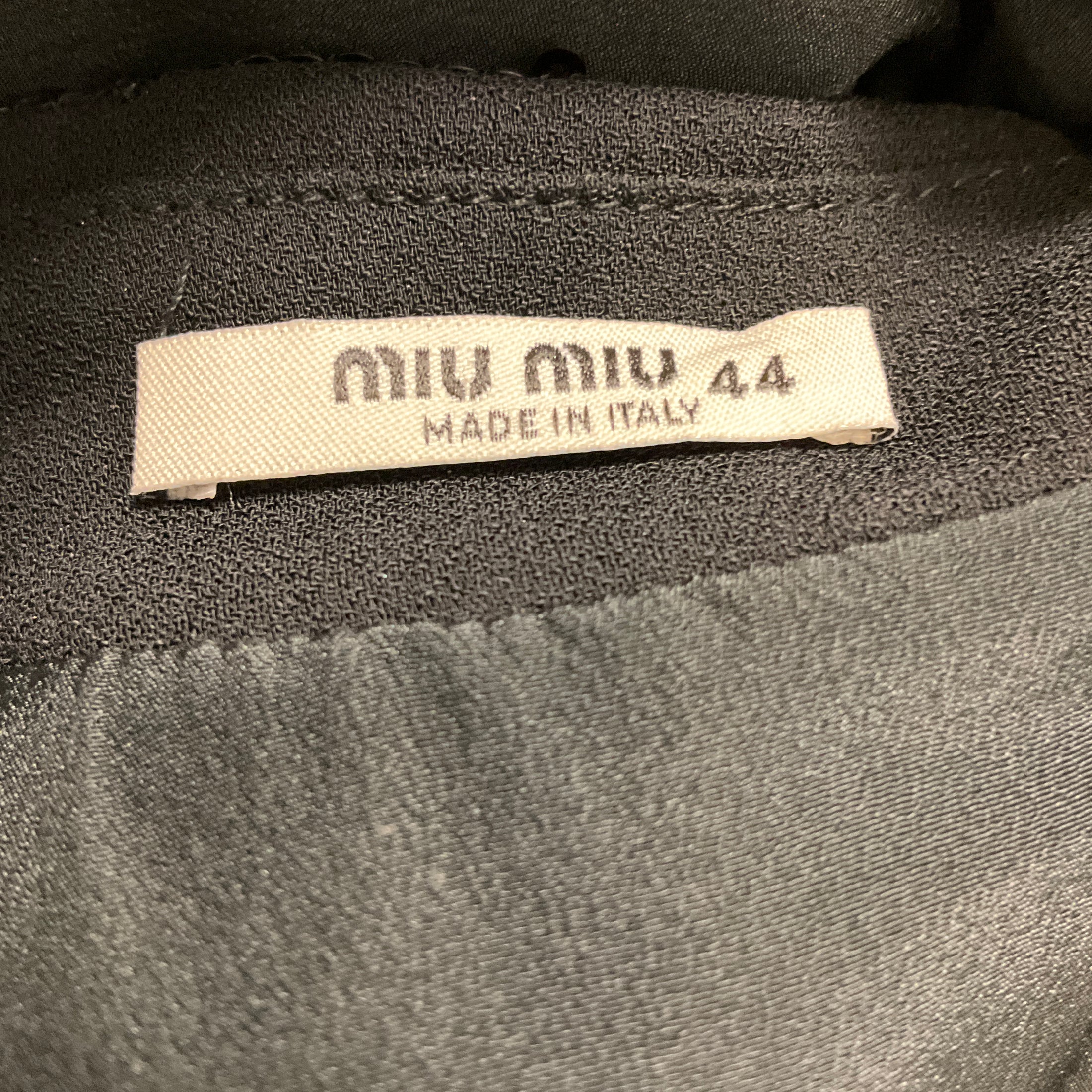 Miu Miu Black / Ivory Star Print Crepe Dress with Sequin Collar