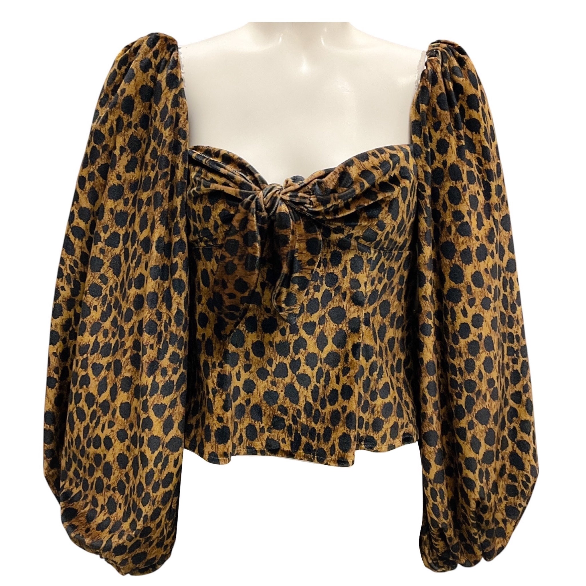 The Attico Brown Leopard Print Velvet Top