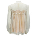Load image into Gallery viewer, Chloe Milk Long Sleeved Mesh Tulle Lace Overlay Silk Blouse
