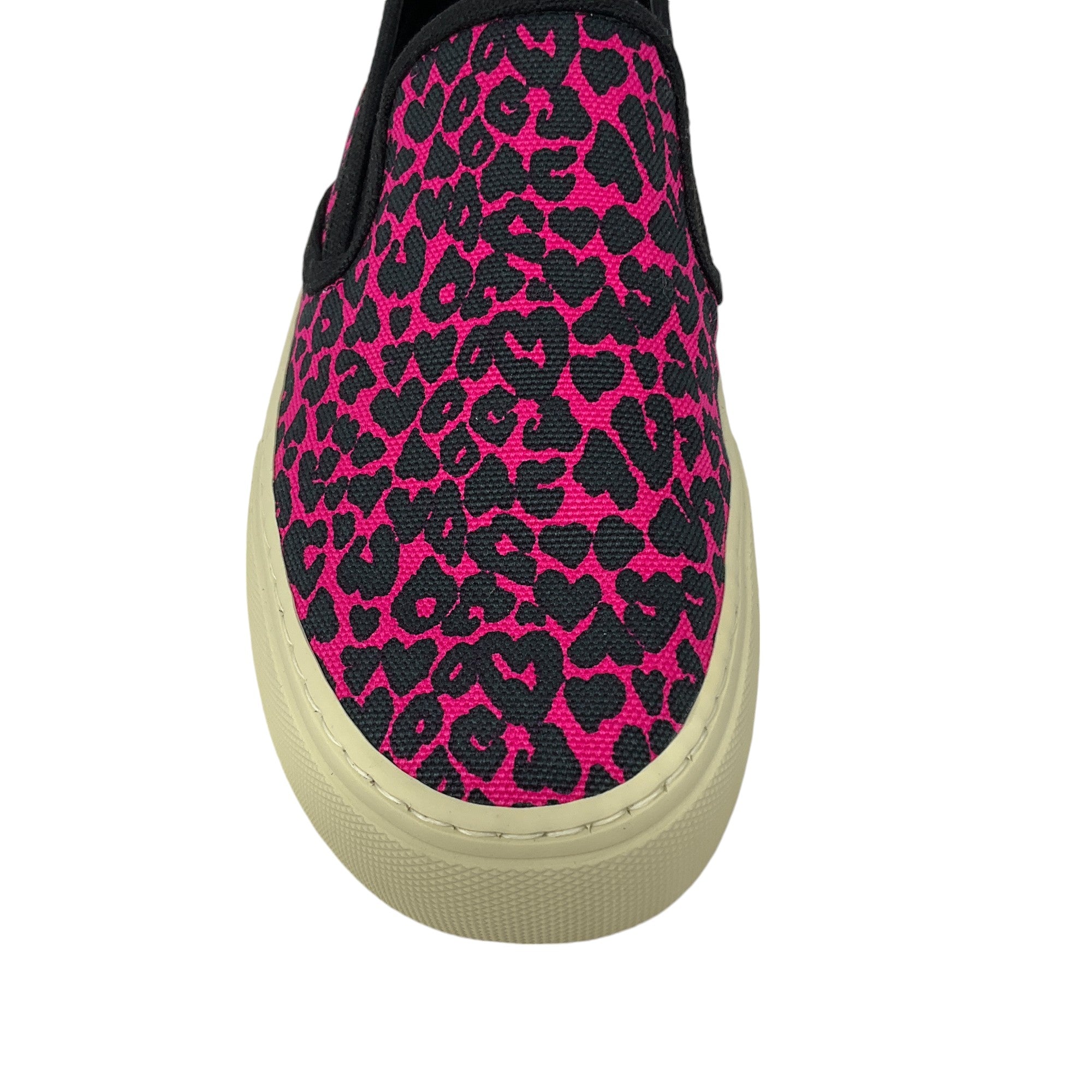 Saint Laurent Pink / Black Printed Canvas Slip-On Sneakers