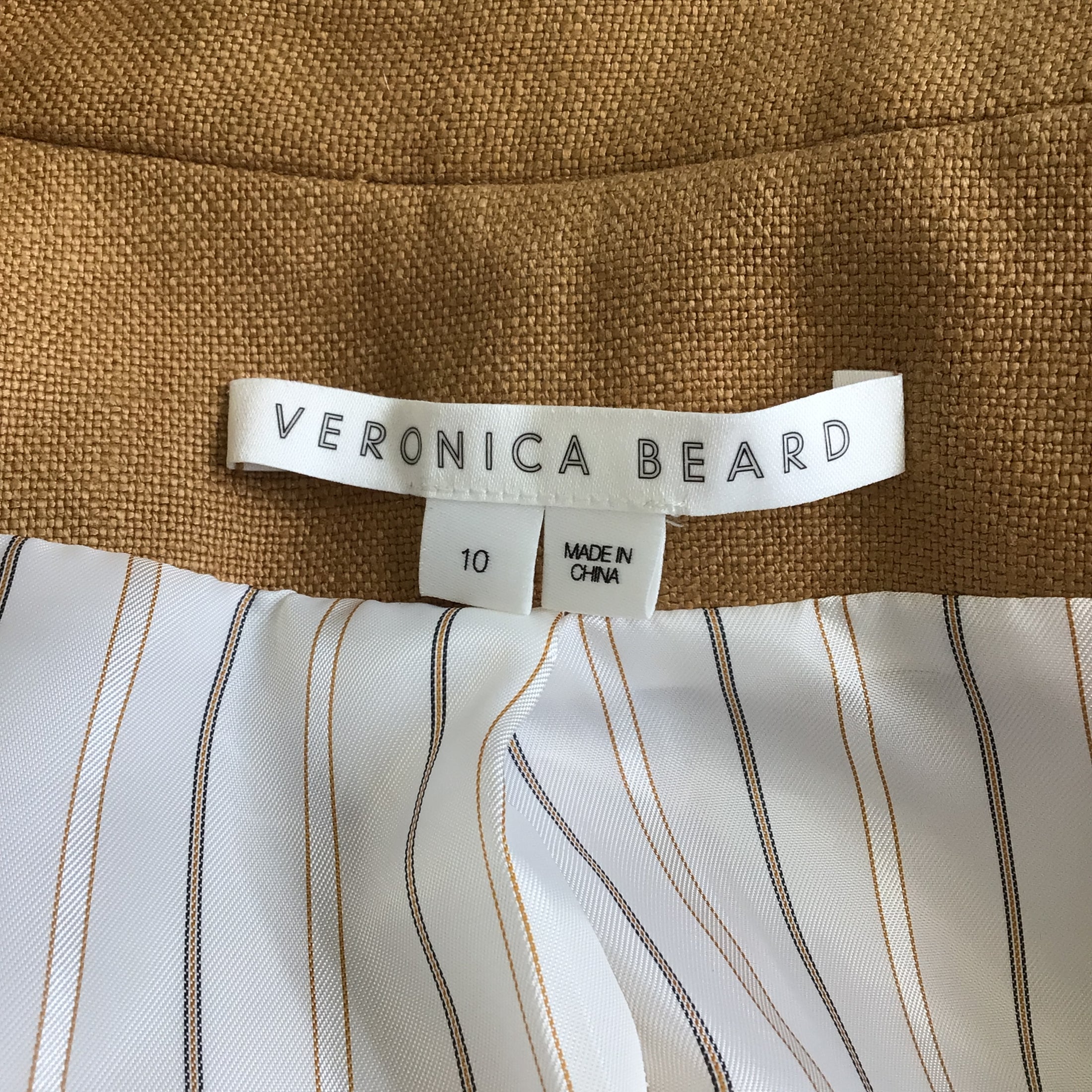 Veronica Beard Camel Double Breasted Linen Milani Jacket