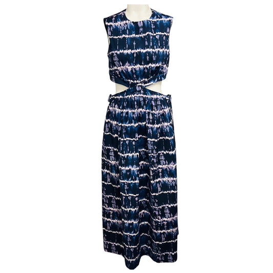 Altuzarra Navy Blue / Purple Ashima Tie Dye Print Cut Out Midi Dress 