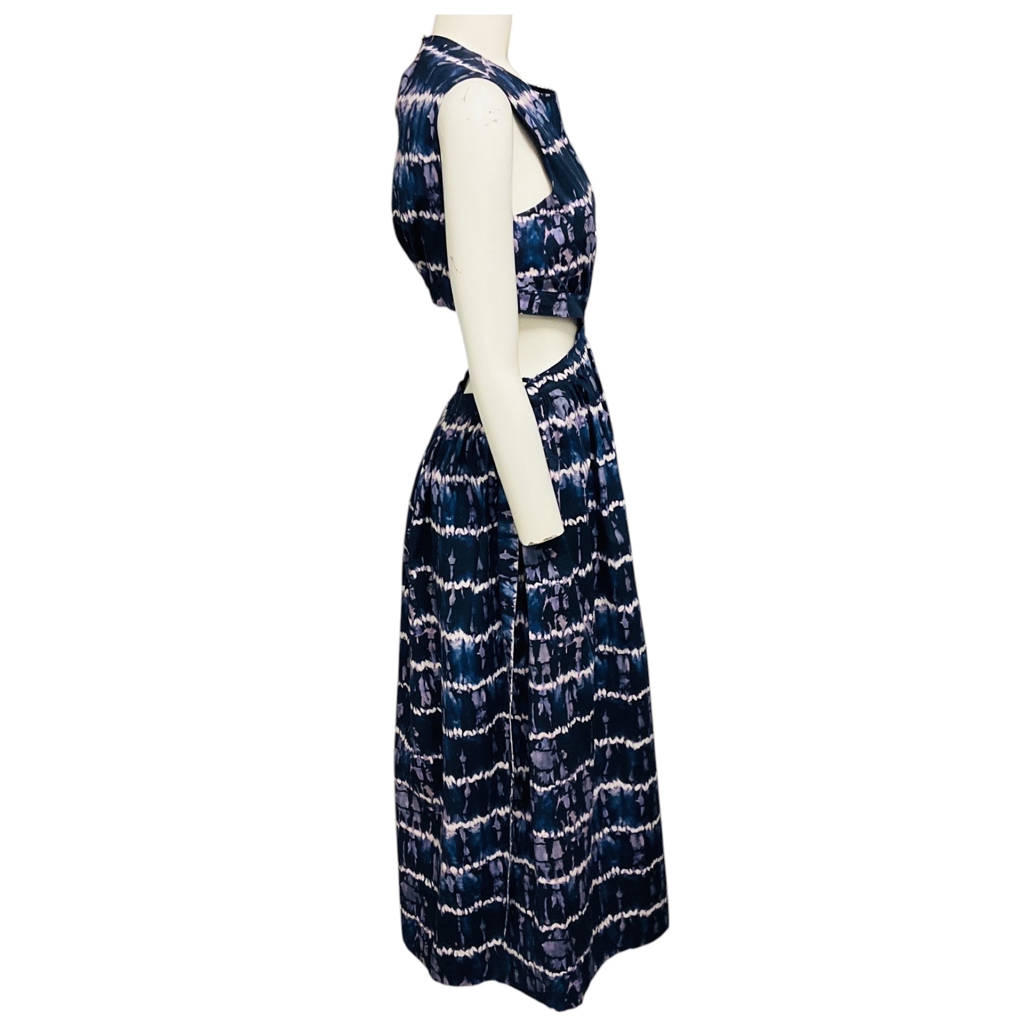 Altuzarra Navy Blue / Purple Ashima Tie Dye Print Cut Out Midi Dress