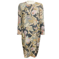 Load image into Gallery viewer, Dries Van Noten Grey / Beige / Silver Metallic Jacquard Long Sleeved Midi Cocktail Dress
