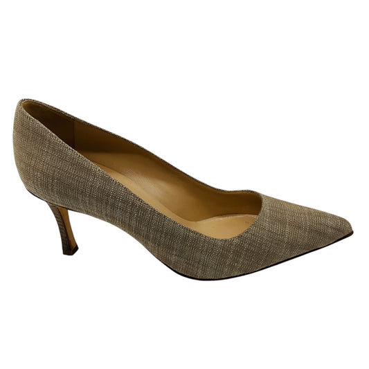 Manolo Blahnik Natural Pointed Toe Linen Pumps