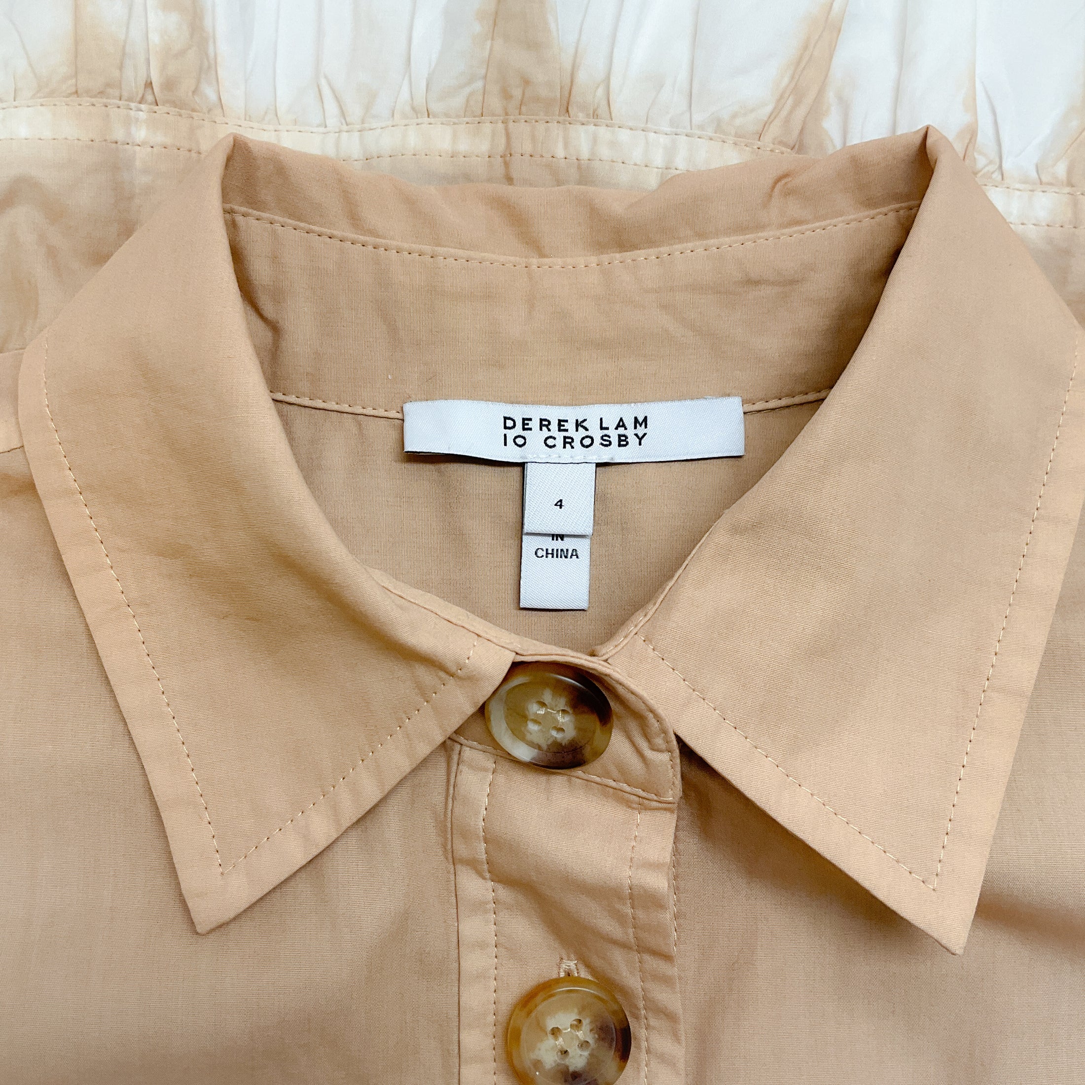 Derek Lam 10 Crosby Beige / Brown Belted Dip Dye Shirt Dress