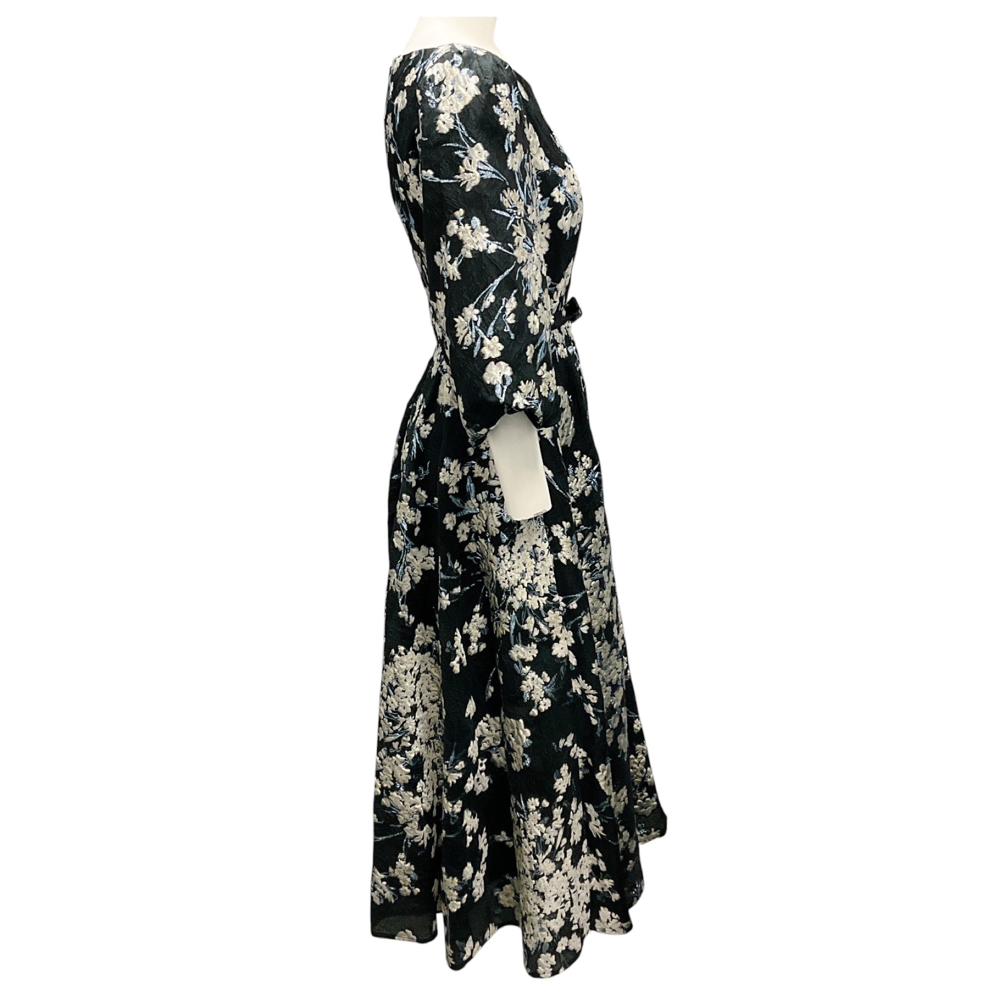 Co Black / Ivory / Blue Metallic Jacquard Midi Dress