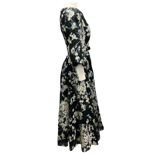 Co Black / Ivory / Blue Metallic Jacquard Midi Dress