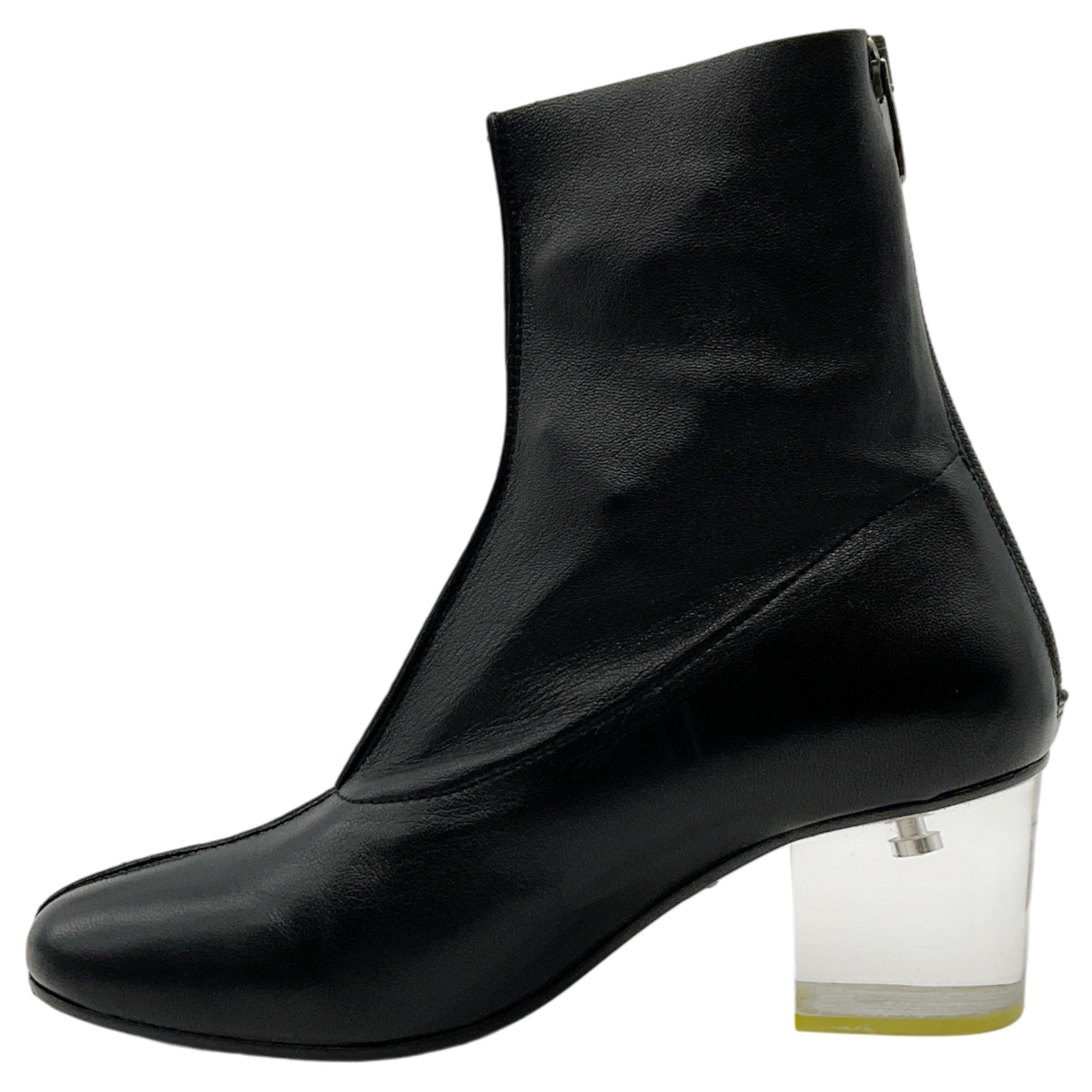 Ritch Erani Black Leather Booties with Lucite Heel