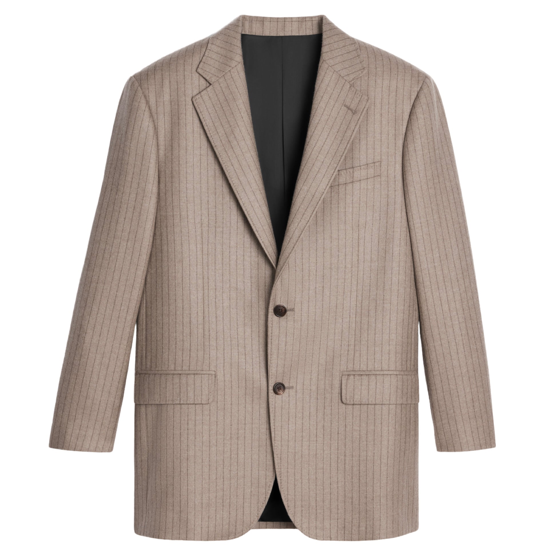 Celine Beige Garçon Elbow Patch Detail Striped Cashmere Flannel Jacket