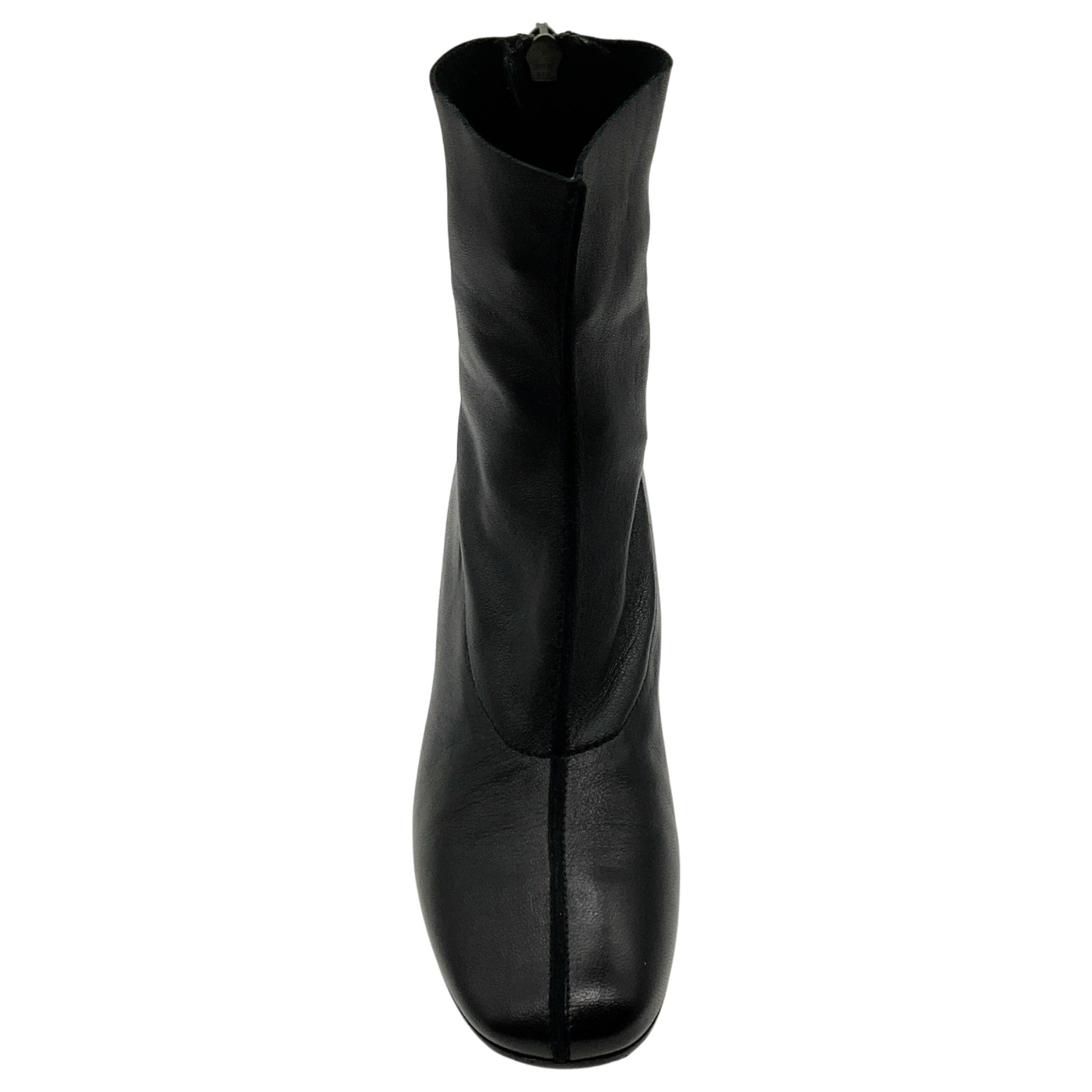 Ritch Erani Black Leather Booties with Lucite Heel