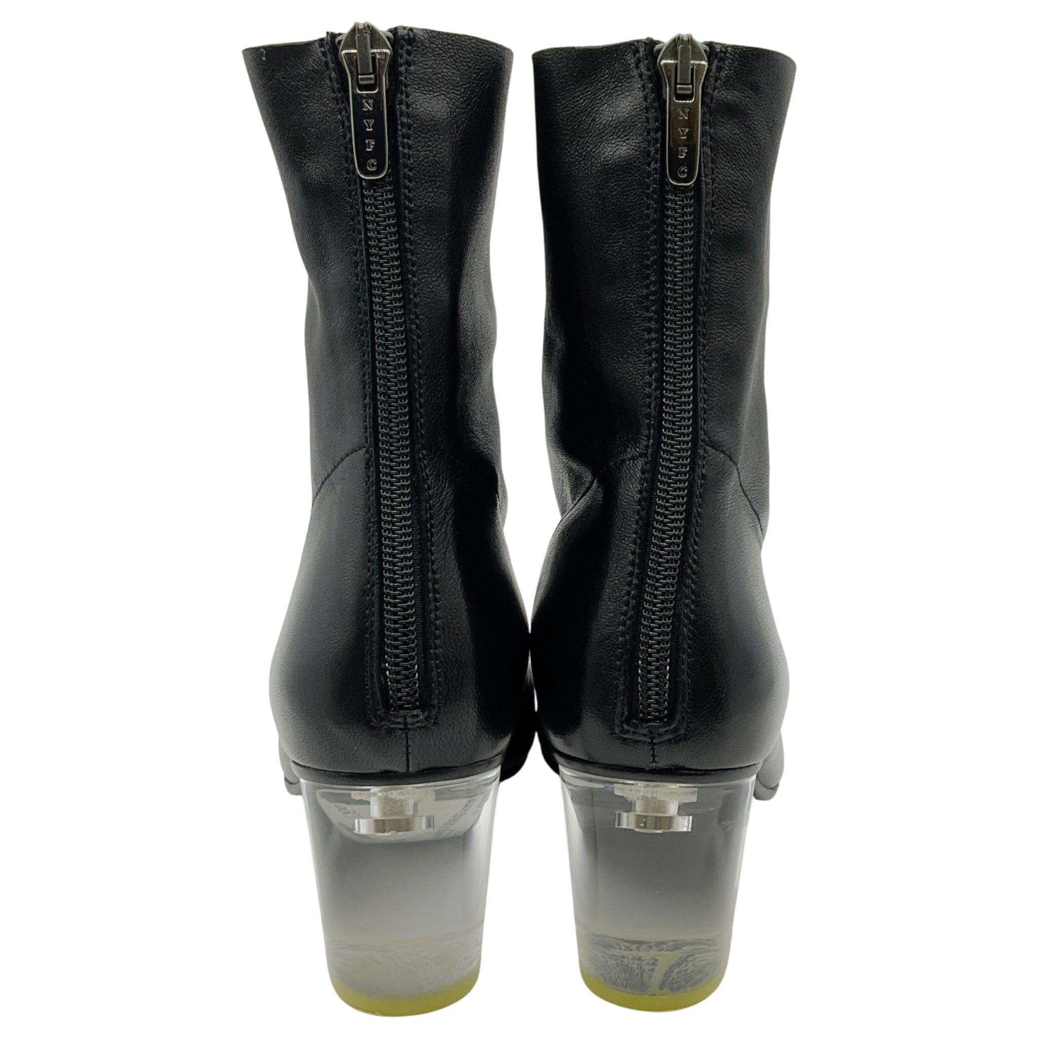 Ritch Erani Black Leather Booties with Lucite Heel