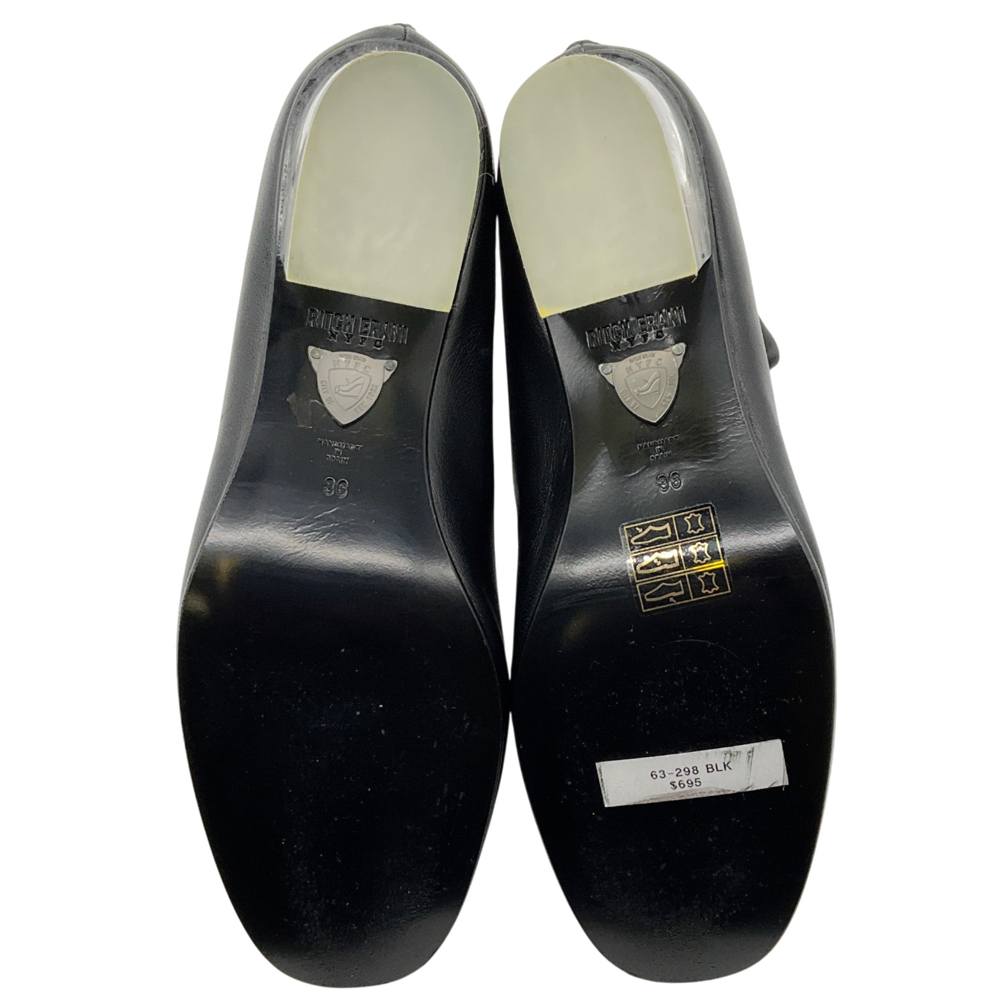 Ritch Erani Black Leather Booties with Lucite Heel