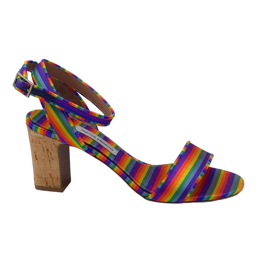 Tabitha Simmons Rainbow Multi Ankle Strap Cork Heel Sandals