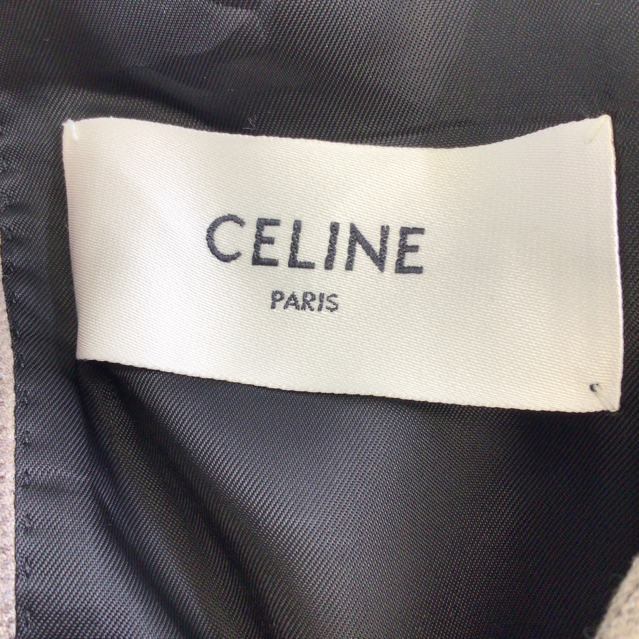 Celine Beige Garçon Elbow Patch Detail Striped Cashmere Flannel Jacket