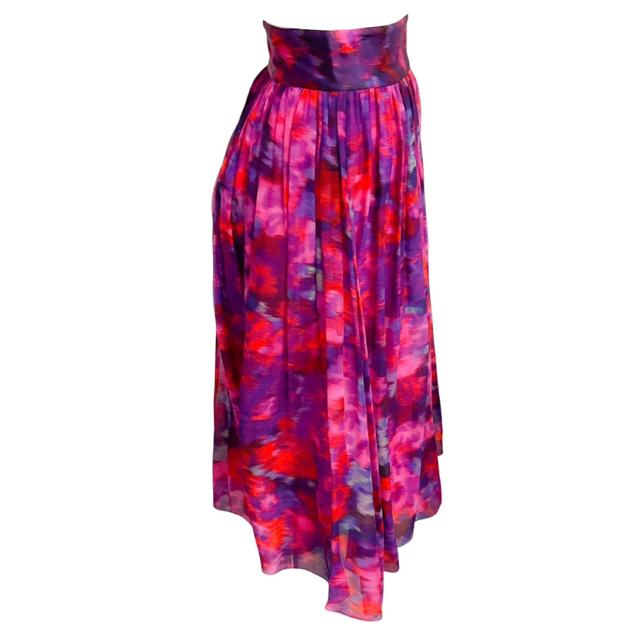 Erdem Pink / Purple Leopard Mirage Voile Susie Full Skirt