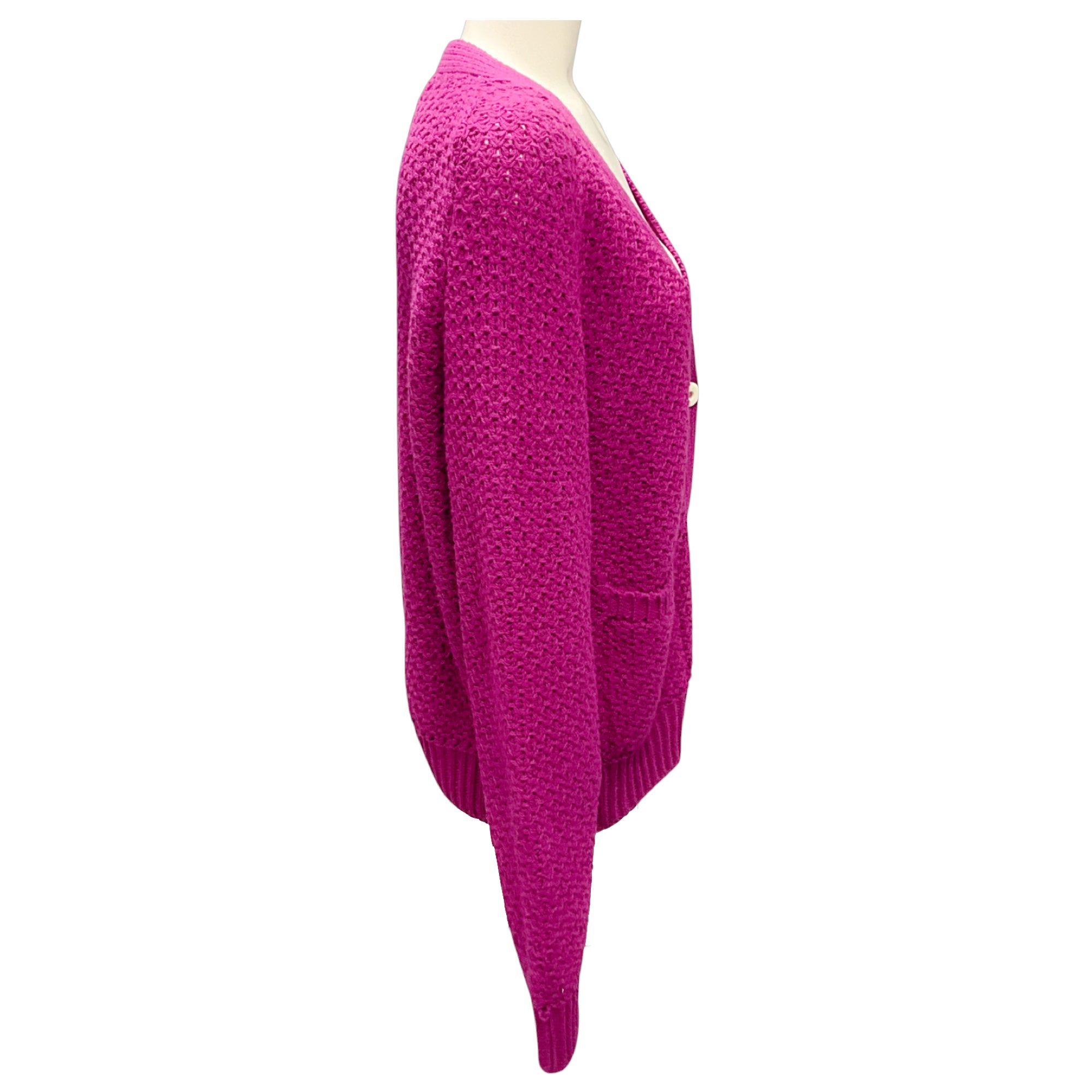 The Elder Statesman Magenta Cashmere Knit Cardigan Sweater