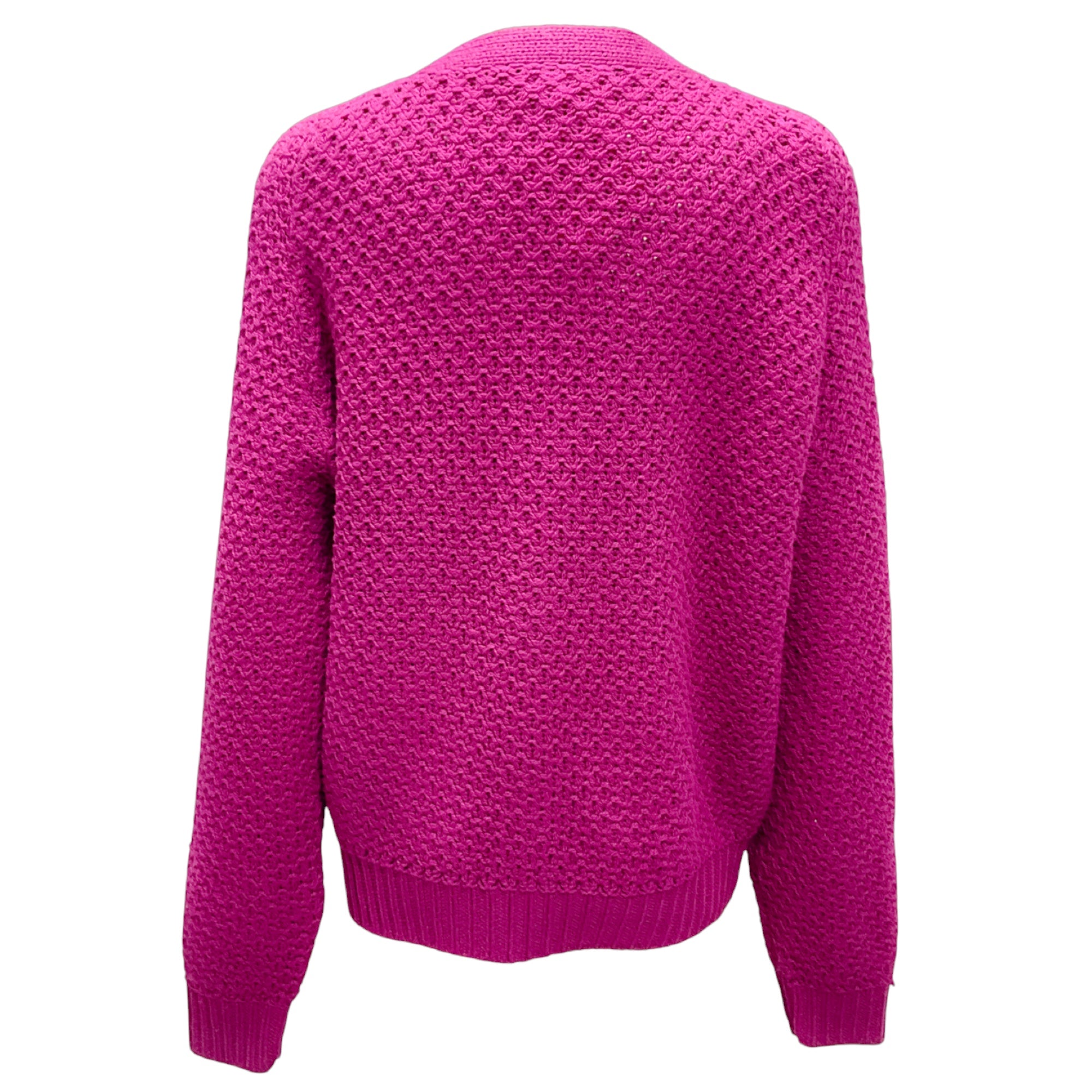The Elder Statesman Magenta Cashmere Knit Cardigan Sweater