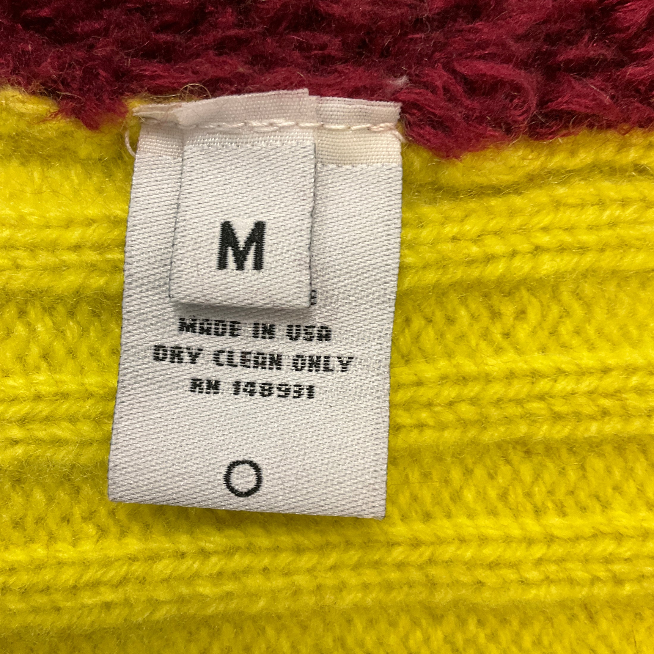 The Elder Statesman Burgundy / Lemon Multi Mohawk Patch Mix Whip Cardigan