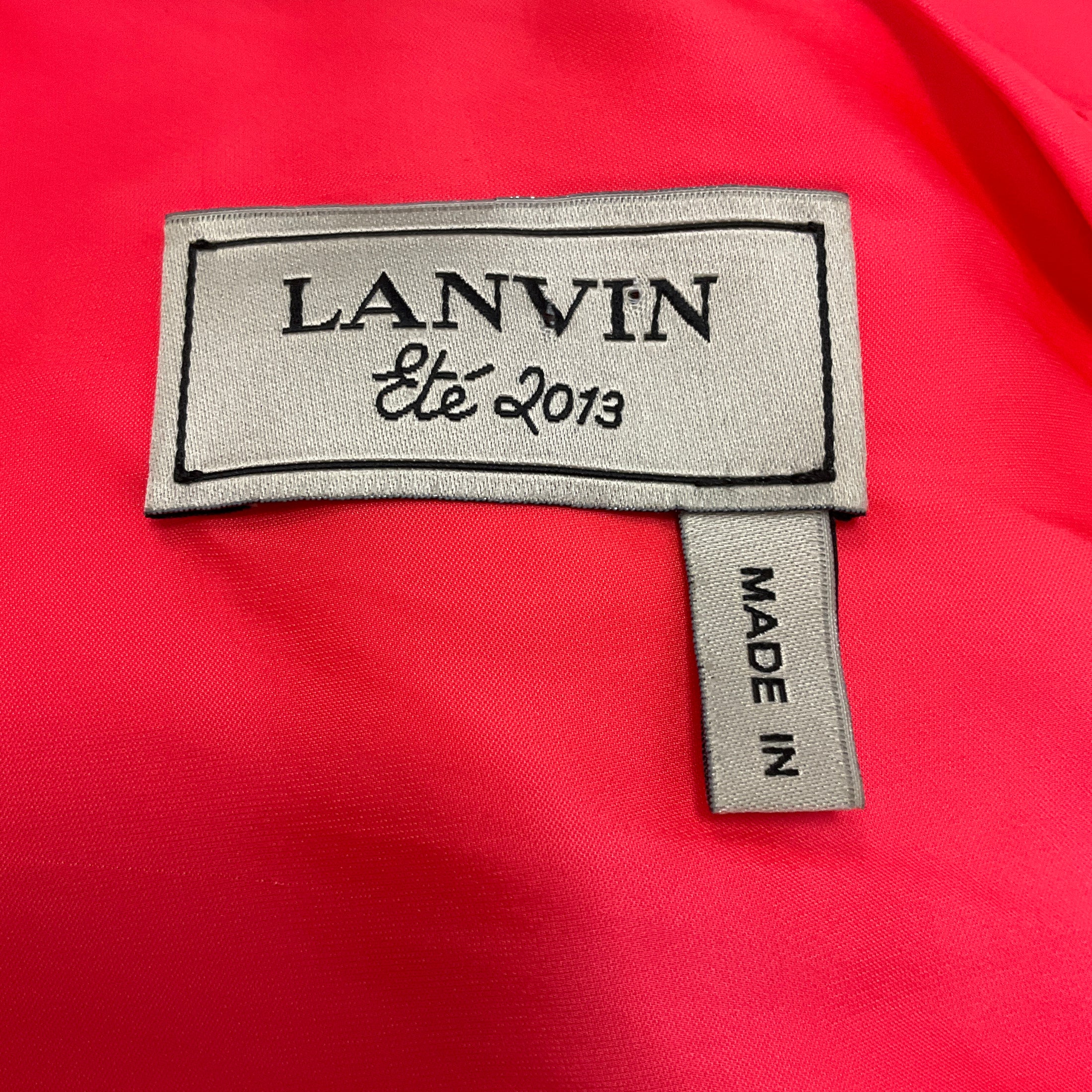 Lanvin Coral Draped Sleeveless Jersey Midi Dress